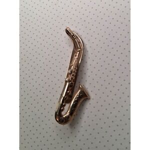 Men's SWANK Signed Gold Tone Saxophone Tie Clip Bar 2.25"X1" Music Jazz Vintage